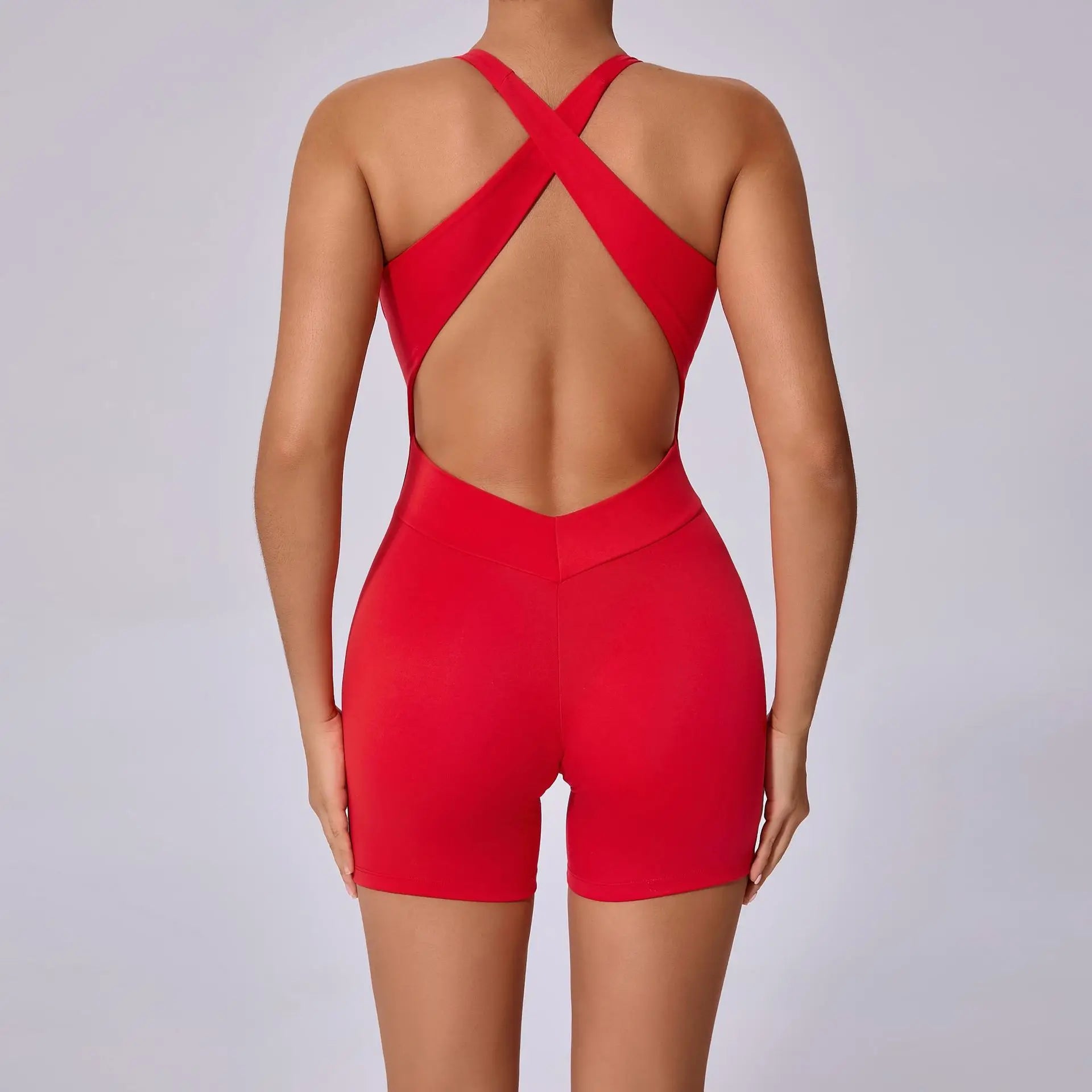 Elegant Cross Backless Sports Jumpsuit for Women