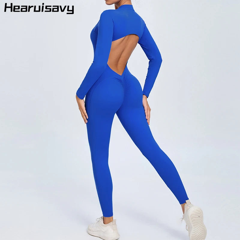 Long Sleeve V-Back Jumpsuit
