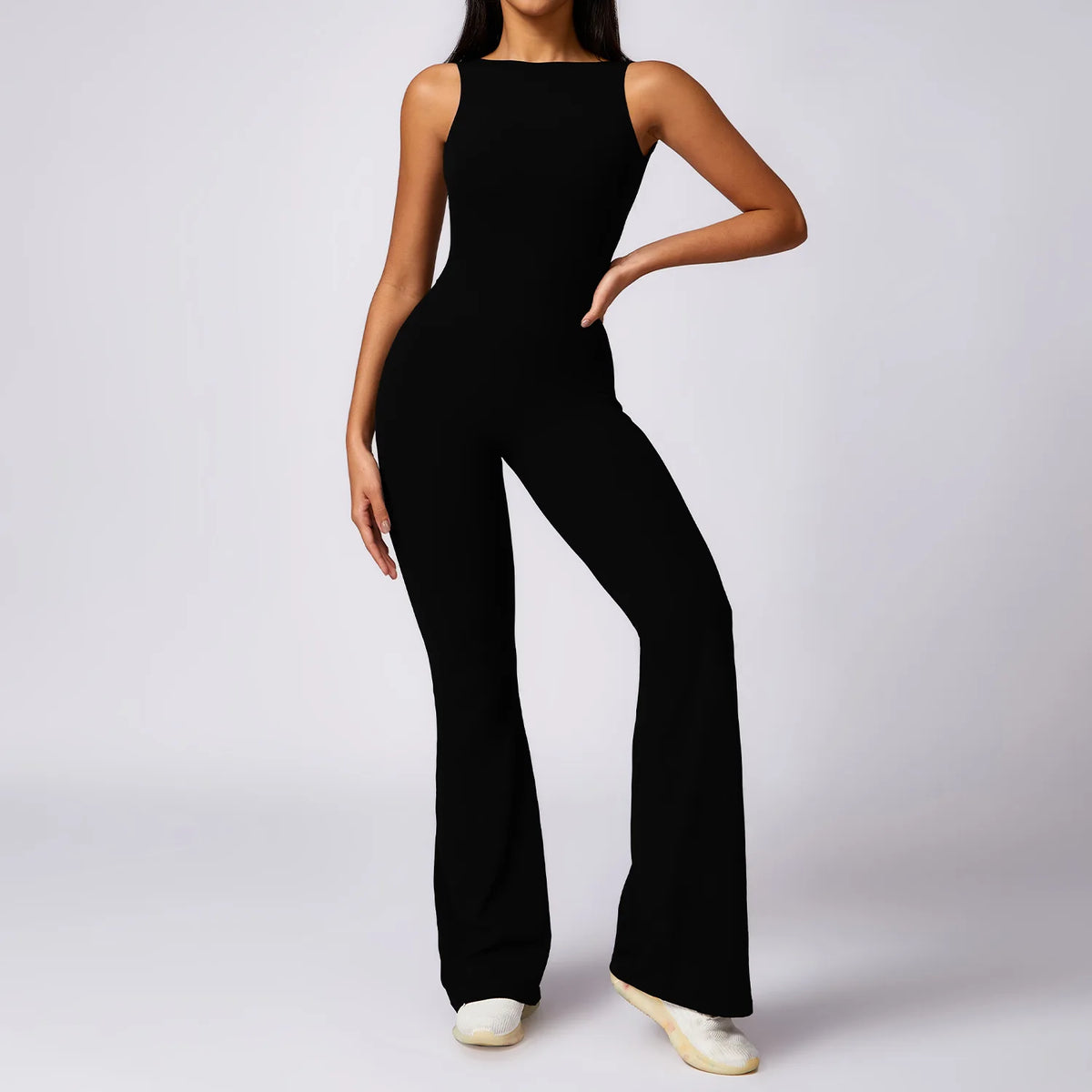 Deep Scoop Back Flare Jumpsuit