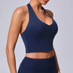 Ladies Sports Bra Sexy Hanging Neck High Support Impact Yoga Underwear Running Fitness Gym Push Up Workout Bra Padded Bralette