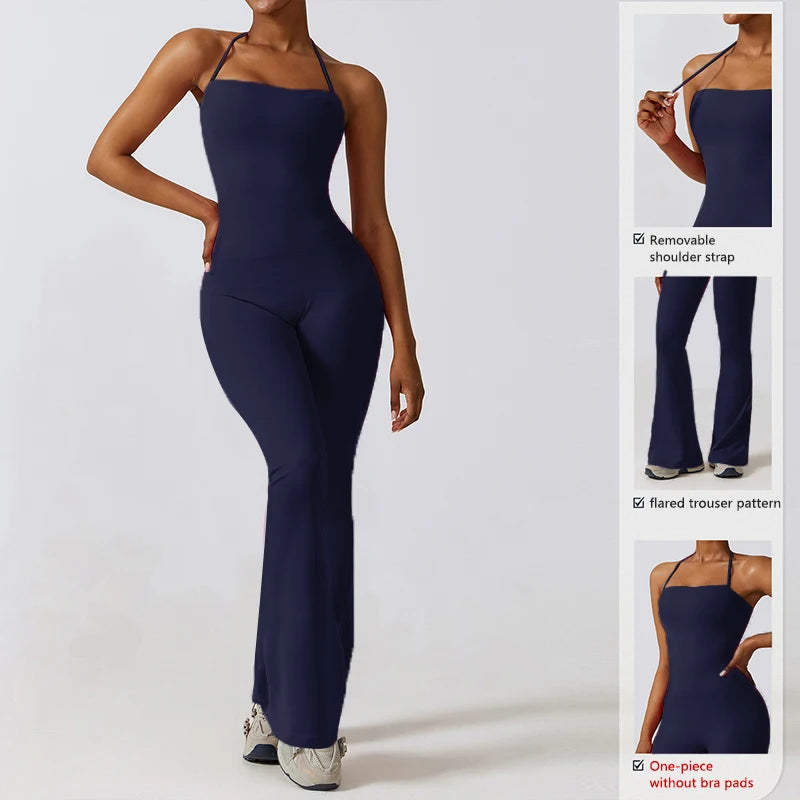 Halter Neck Flare Jumpsuit