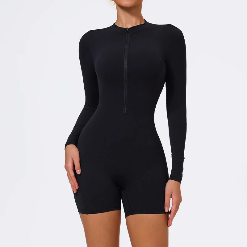 Long Sleeve Zip Scrunch Romper