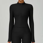 Women Outdoor Running Fitness Wear T-shirt Zipper Long Sleeved Sports Top Yoga Long Sleeved Yoga Shirt Gym Push Up Workout Coat