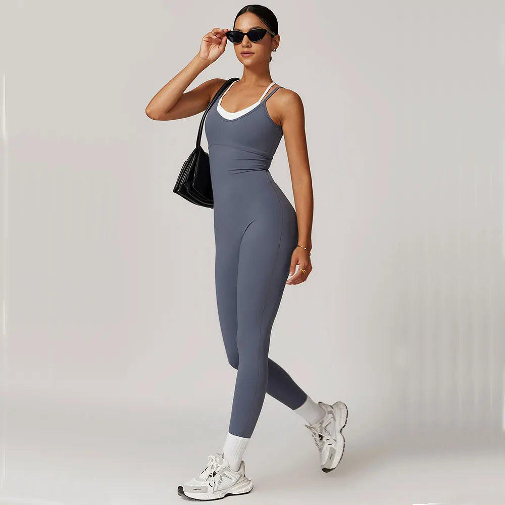 Color-Block Cross Back Jumpsuit