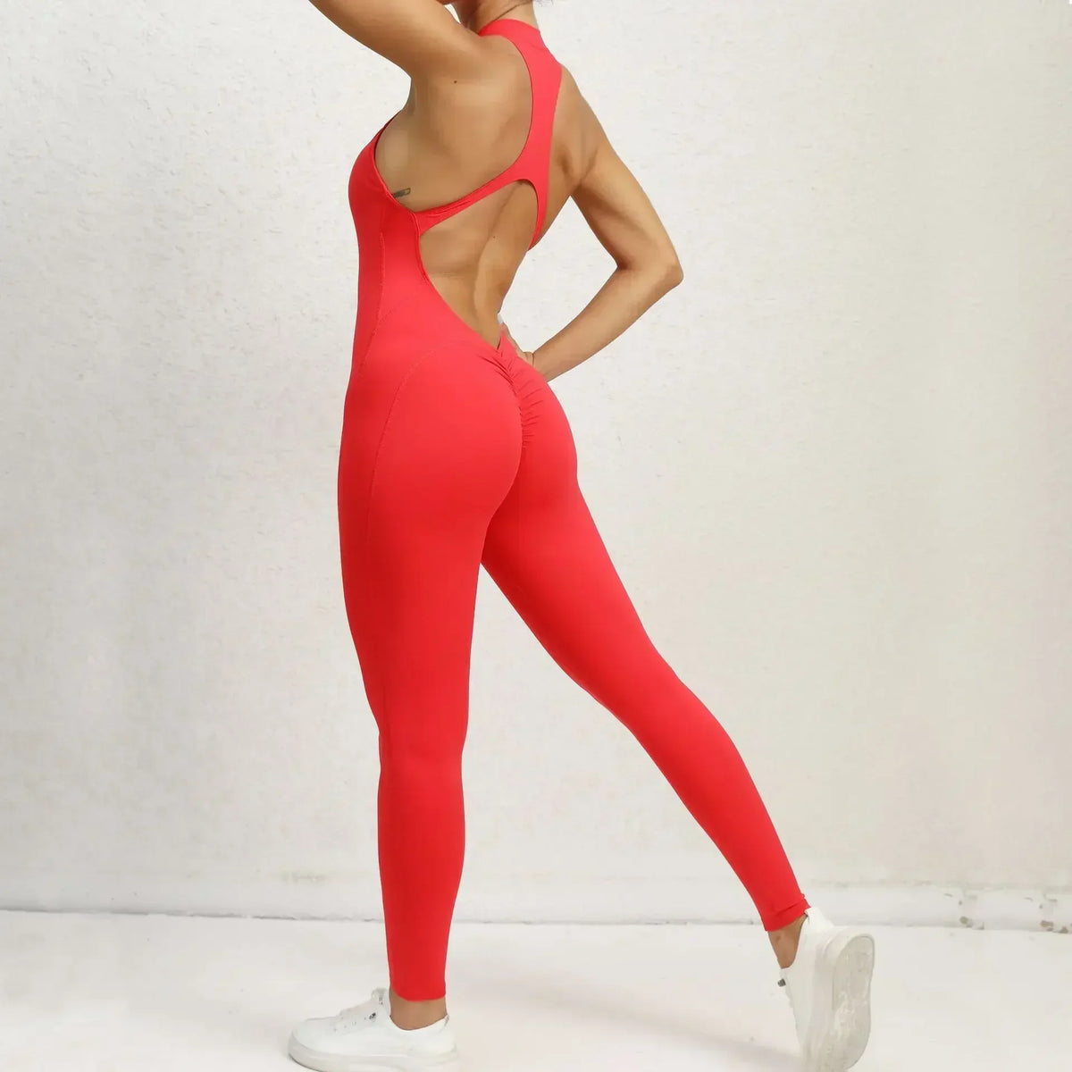 Zip Front Backless Jumpsuit