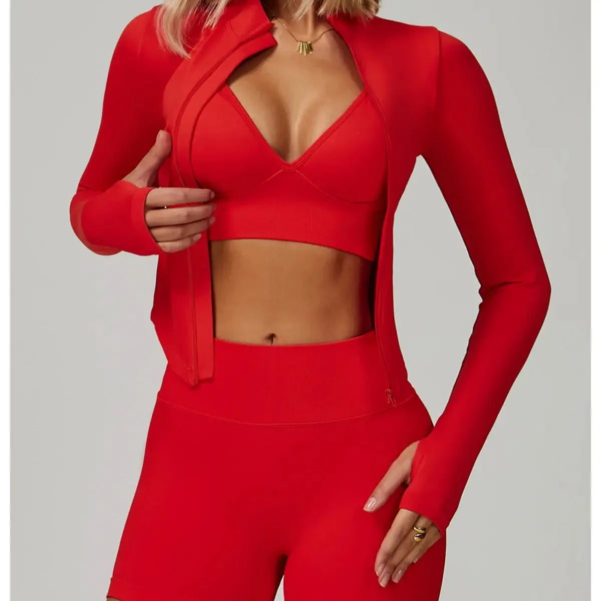 Seamless Bra, Jacket & Bottoms Set