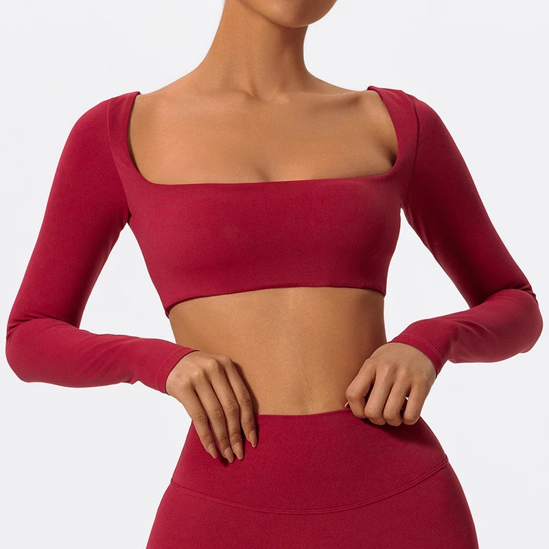 Square Neck Long Sleeve Crop Set