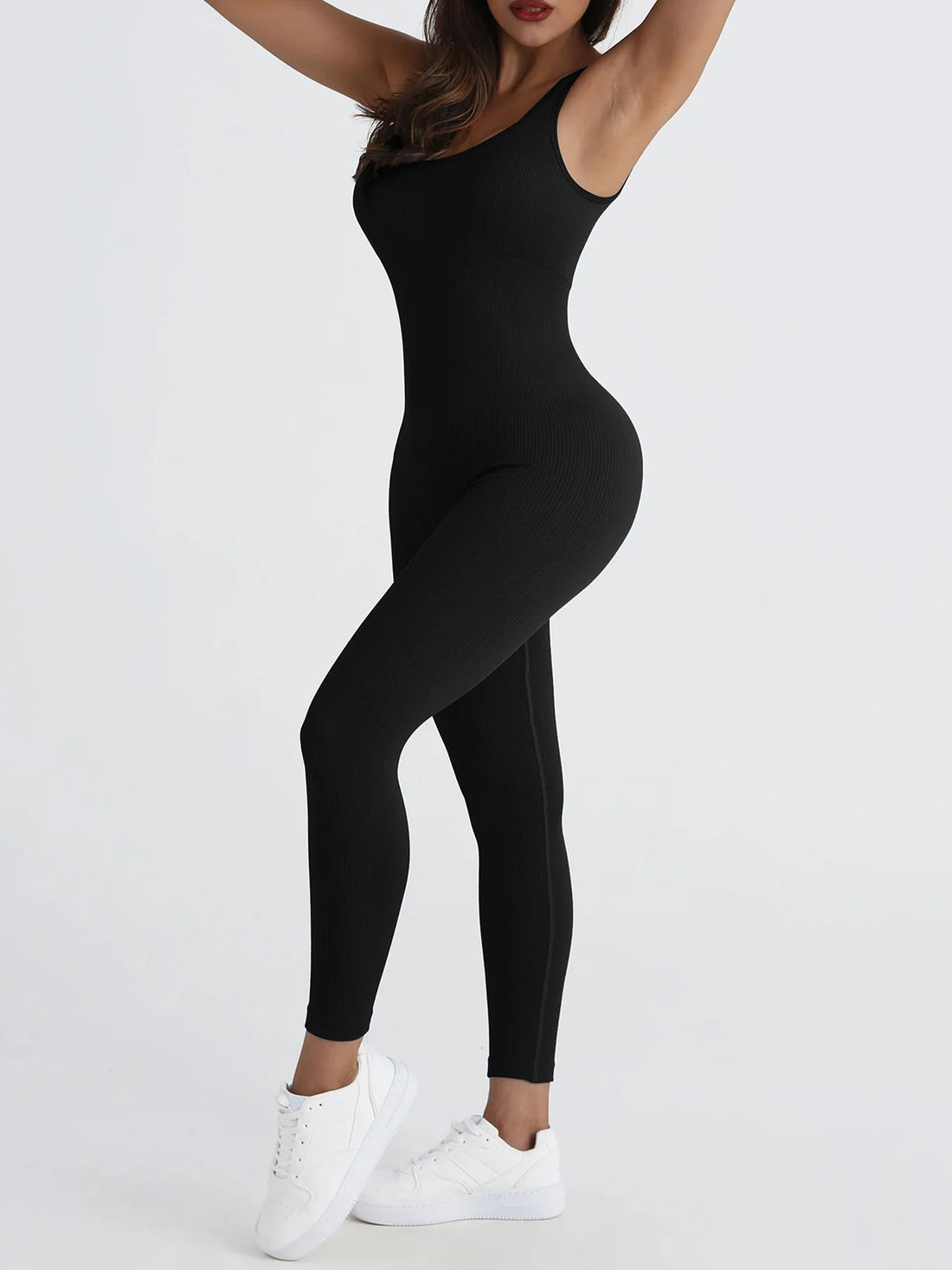 Square Neck Ribbed Jumpsuit