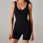 Seamless Threaded Shorts Jumpsuit Fitness Yoga Quick Drying Sleeveless Breathable Tight Fitting Clothes for Women Sportswear