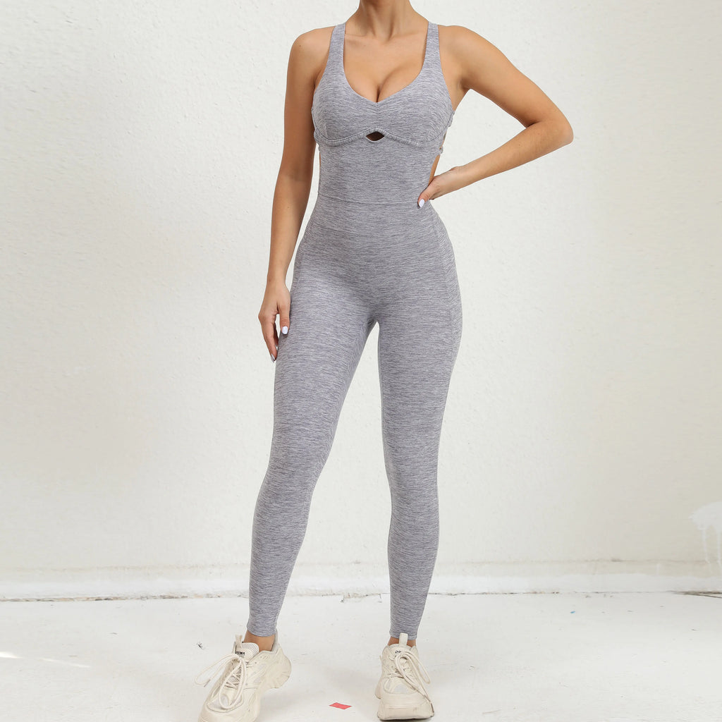 Women's Yoga Rompers One Piece Tummy Control Jumpsuit Padded Sports Bra Romper Fitness Sportwear