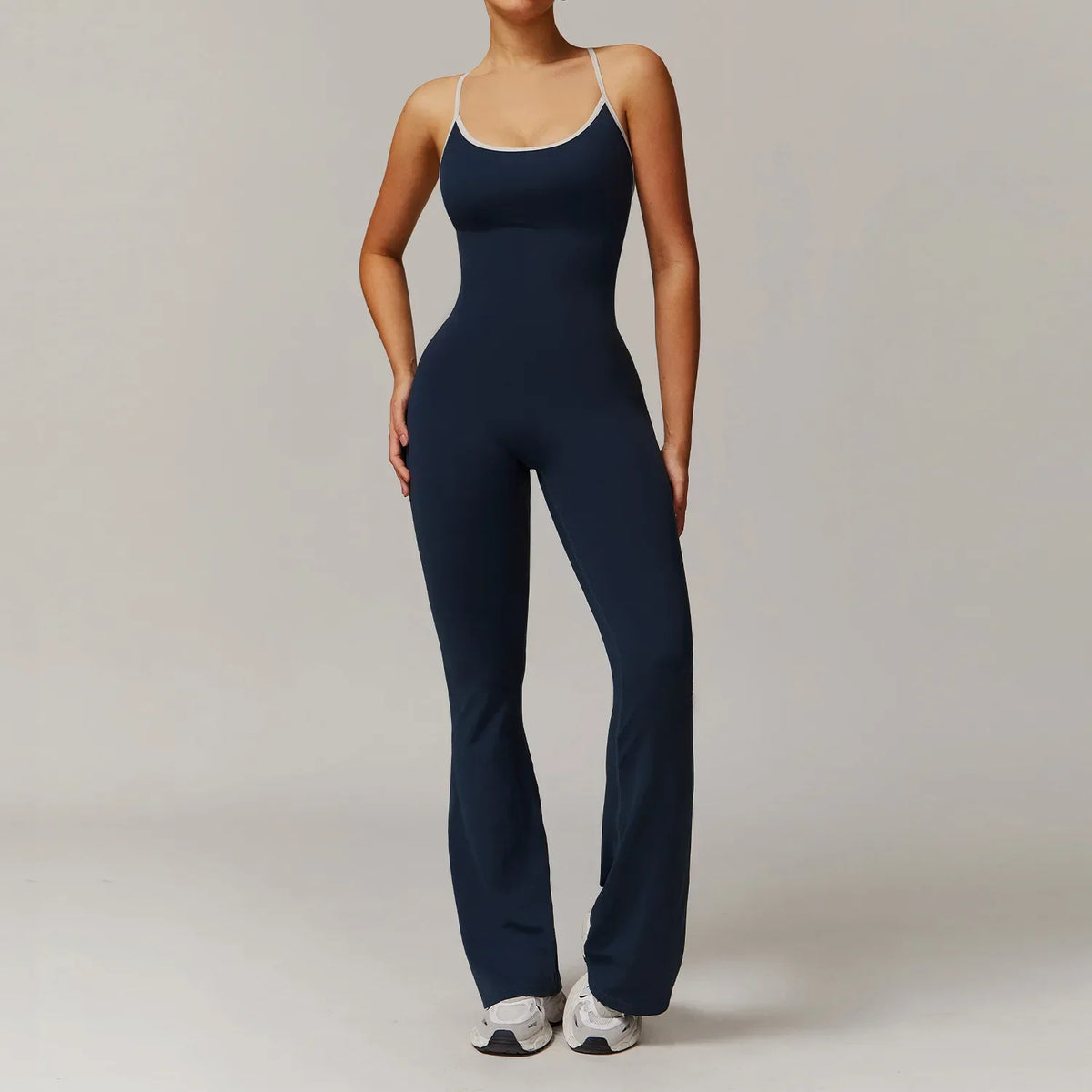 Deep V-Back Flare Jumpsuit