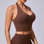 Ladies Sports Bra Sexy Hanging Neck High Support Impact Yoga Underwear Running Fitness Gym Push Up Workout Bra Padded Bralette