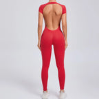 Yoga Set Sexy Backless One-piece Suit Female Rompers Quick Dry Yoga Clothing Workout Bodysuits Flared Sports Jumpsuit Women