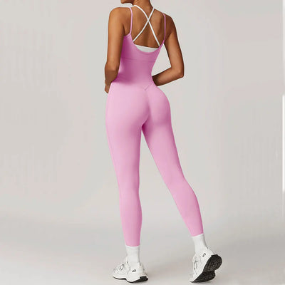 Color-Block Cross Back Jumpsuit