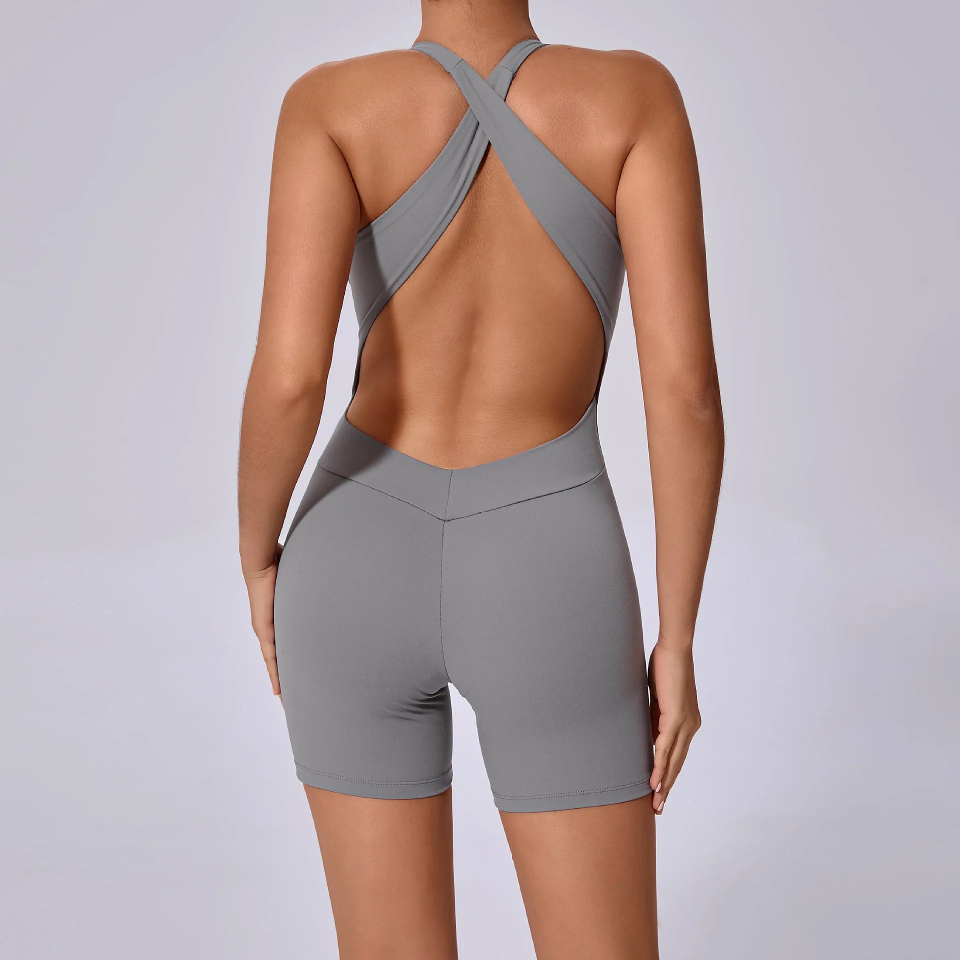 Elegant Cross Backless Sports Jumpsuit for Women