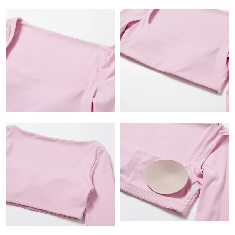 Square Neck Long Sleeve Crop Set
