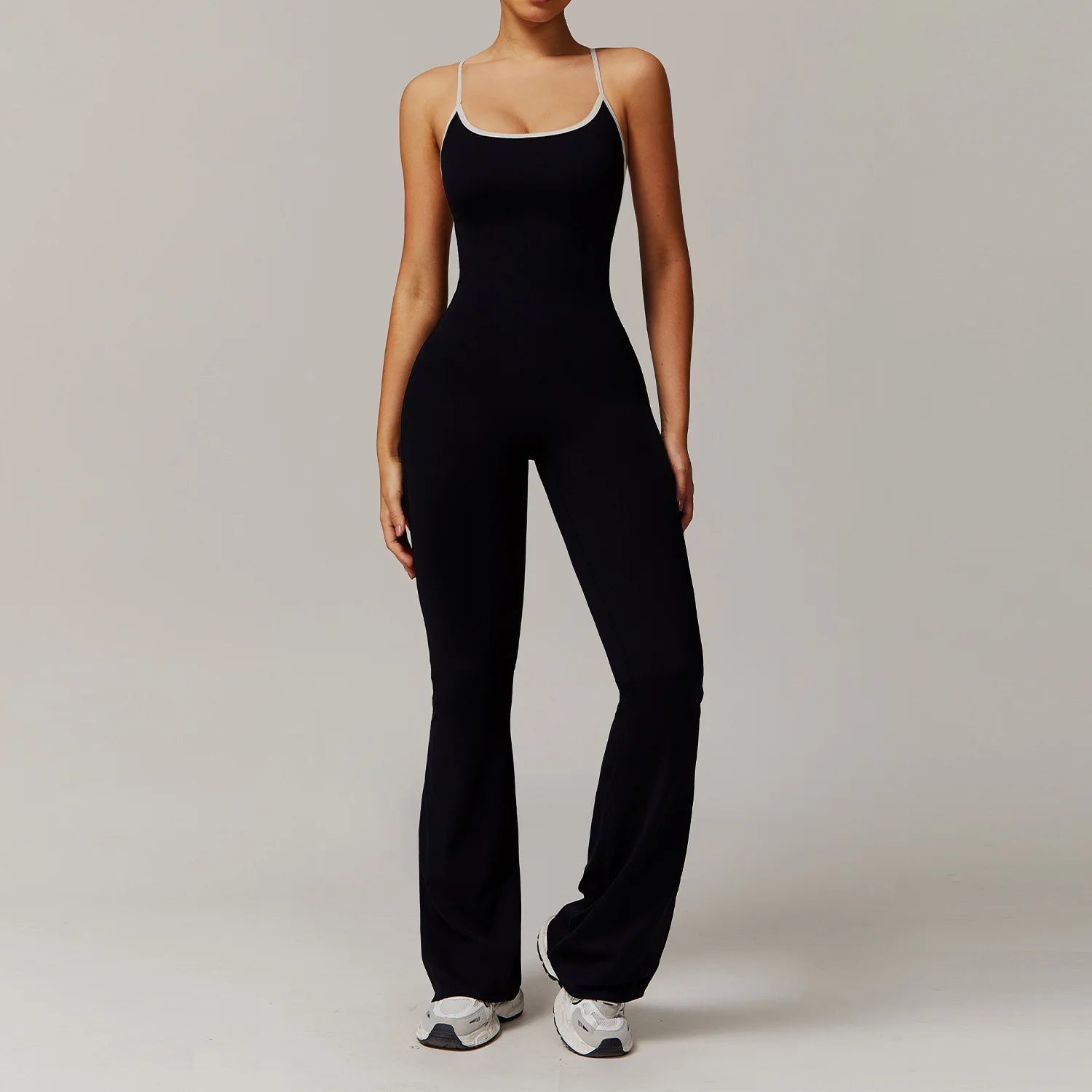 Elegant Crossback Yoga Jumpsuit - Breathable & Quick Dry