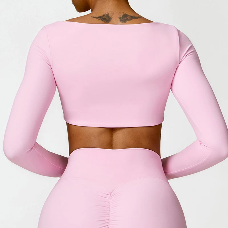 Square Neck Long Sleeve Crop Set
