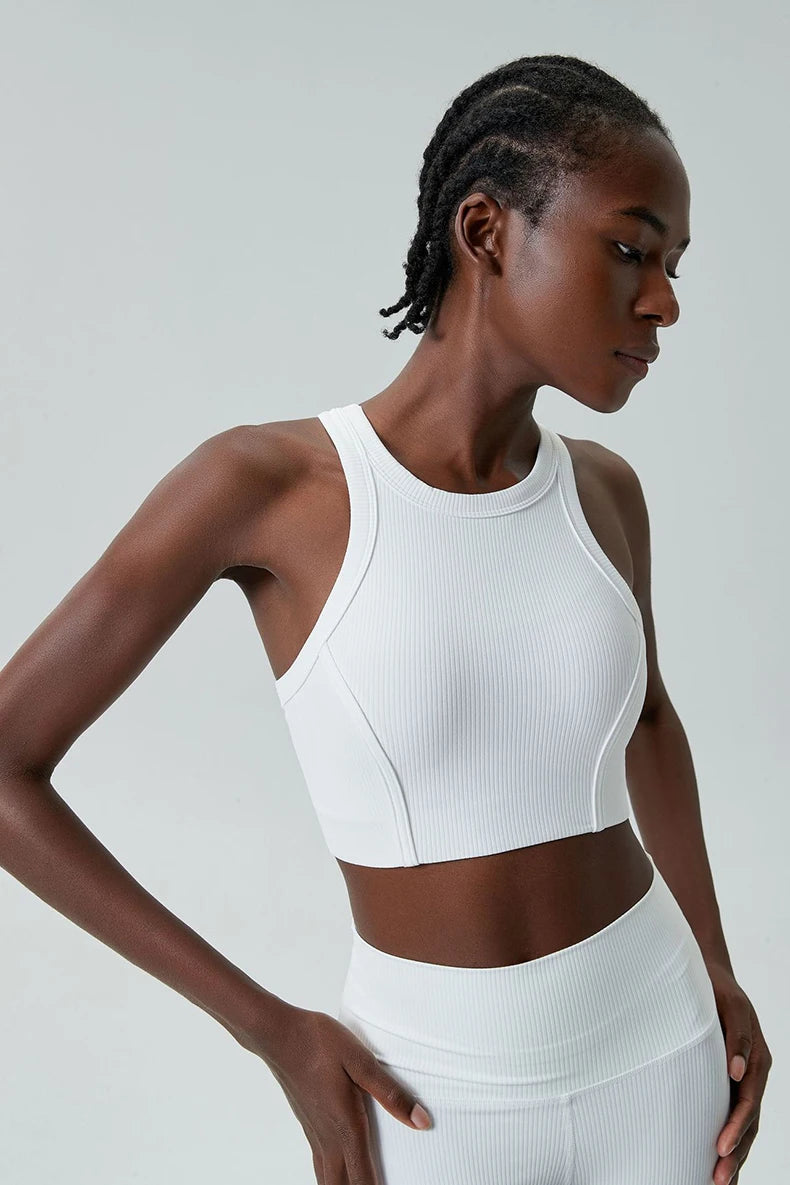 Ribbed Round Neck Crop Bra