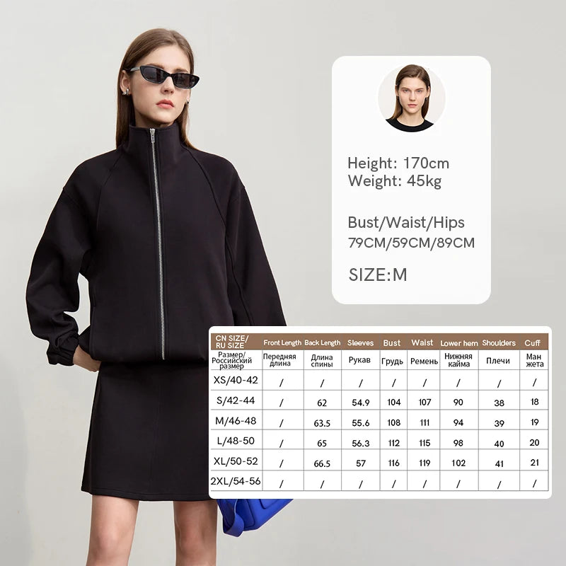 Knit Stand Collar Zip Jacket