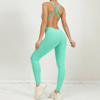 Women's Yoga Rompers One Piece Tummy Control Jumpsuit Padded Sports Bra Romper Fitness Sportwear