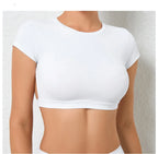 Sports Muscle Back Tee Without Padded Women Backless Sports Shirts Workout Gym Training Yoga T-Shirt Outdoor Open Back Tops