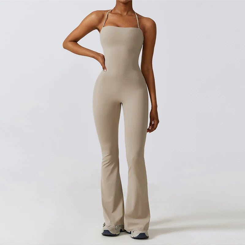 Halter Neck Flare Jumpsuit