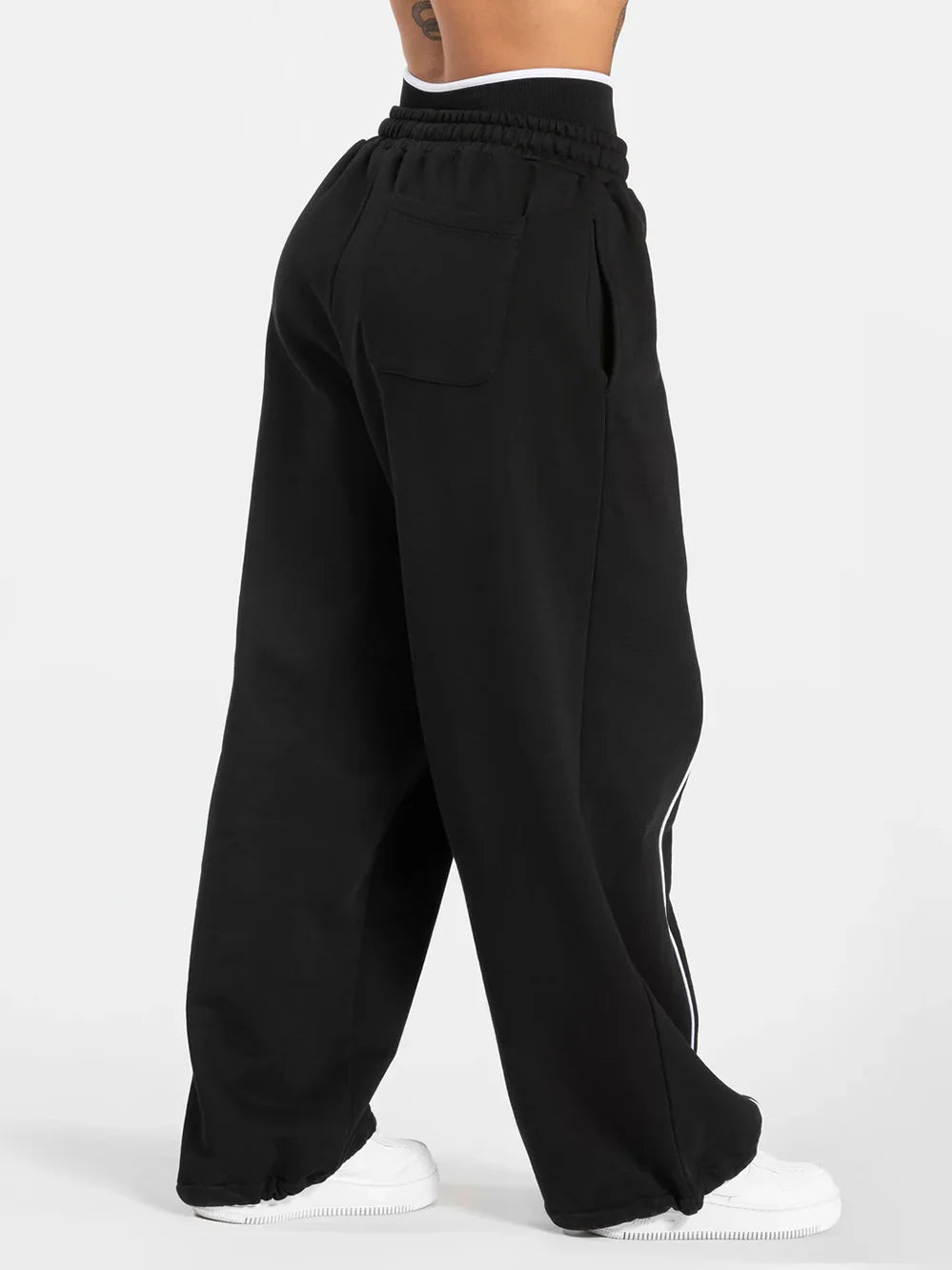 Piped Wide-Leg Joggers