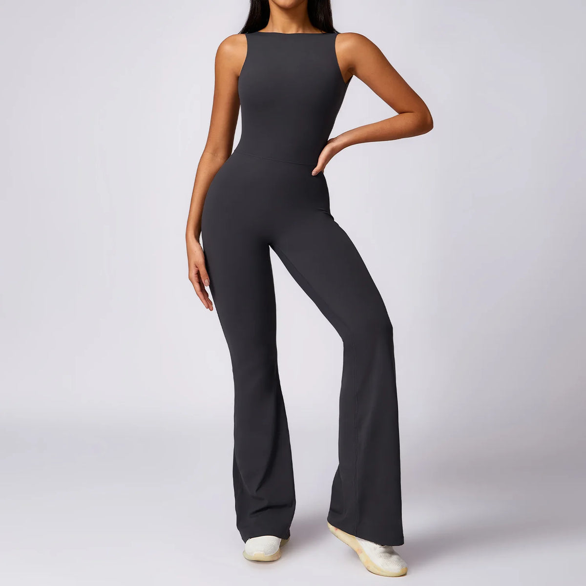 Deep Scoop Back Flare Jumpsuit