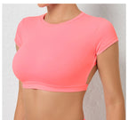 Sports Muscle Back Tee Without Padded Women Backless Sports Shirts Workout Gym Training Yoga T-Shirt Outdoor Open Back Tops