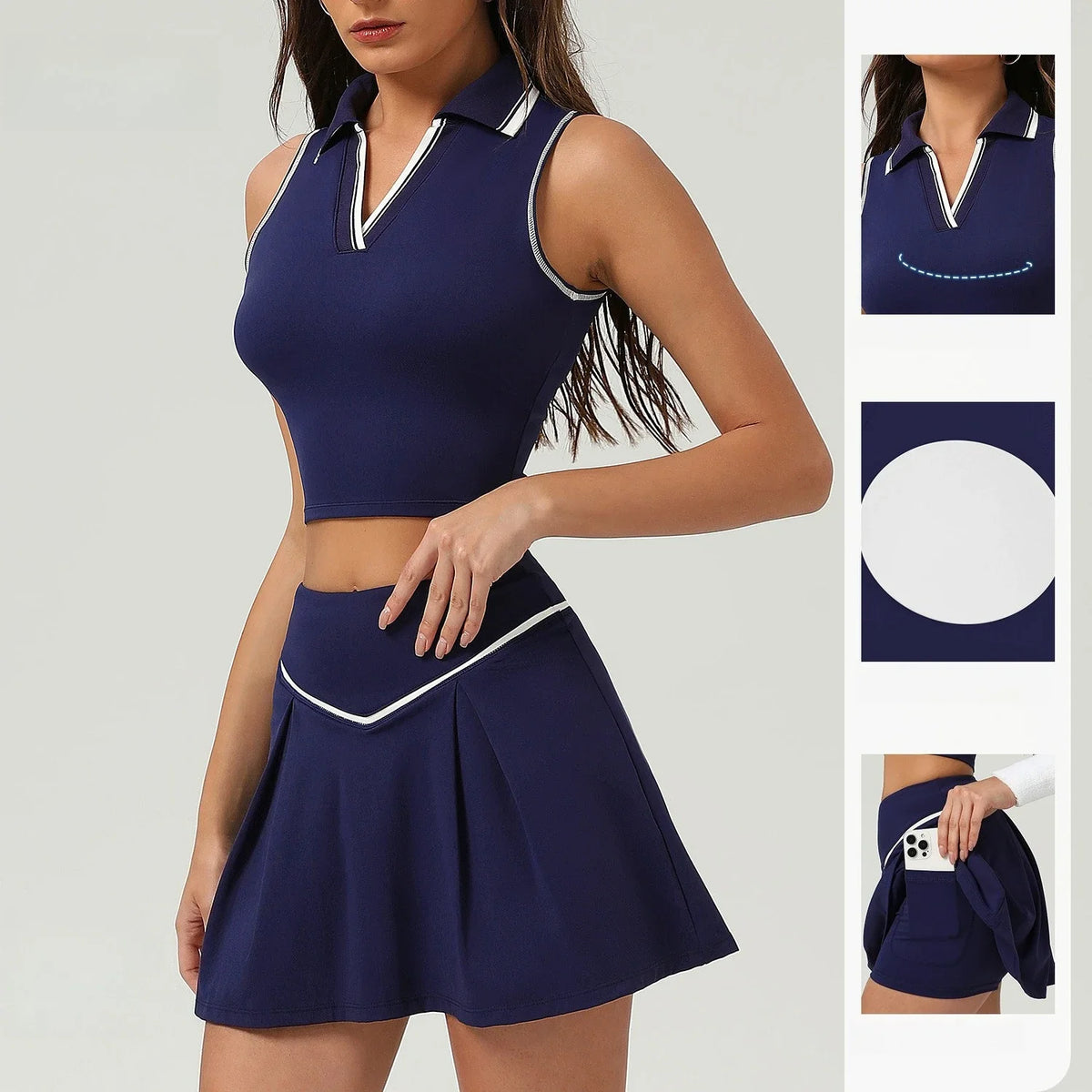 Collared Tennis Top & Skirt Set