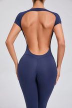 Yoga Set Sexy Backless One-piece Suit Female Rompers Quick Dry Yoga Clothing Workout Bodysuits Flared Sports Jumpsuit Women