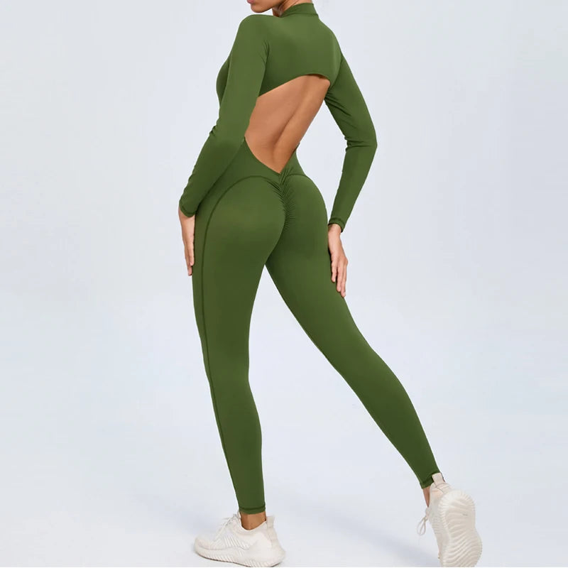 Long Sleeve V-Back Jumpsuit