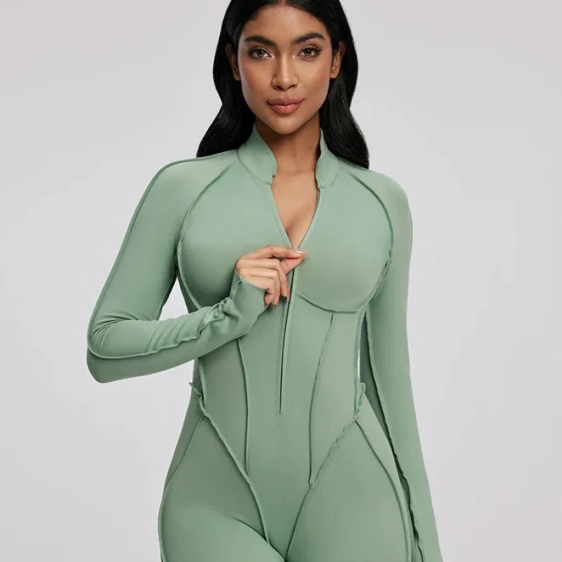 Long Sleeve Zip Bodysuit Set