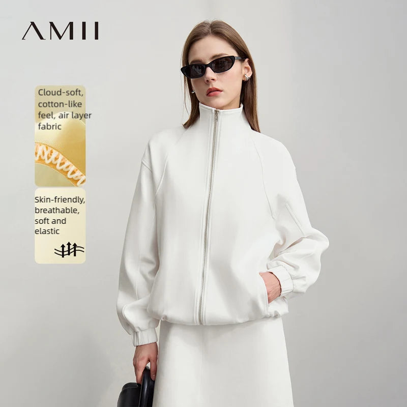 Knit Stand Collar Zip Jacket