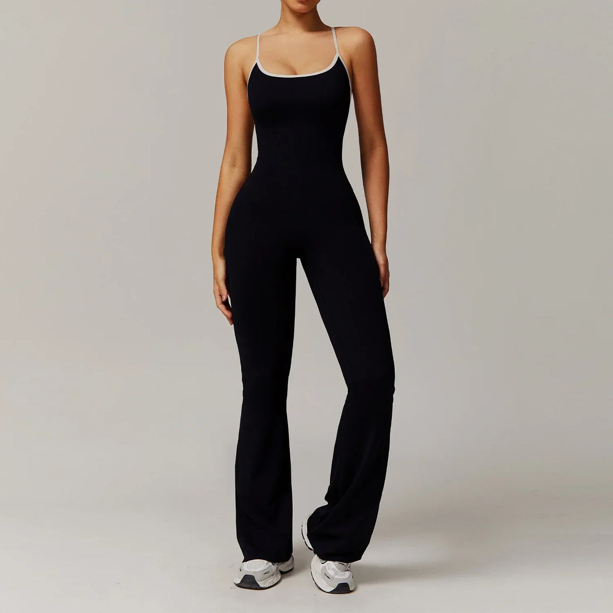 Deep V-Back Flare Jumpsuit