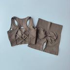 Seamless Yoga Set - Sport Bra & High Waist Shorts
