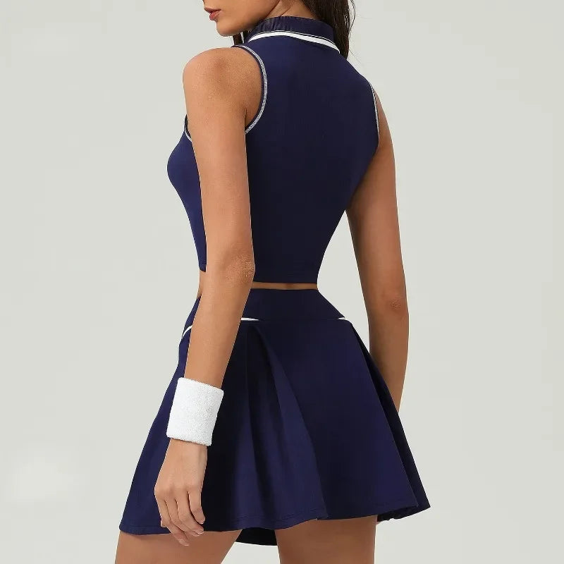 Collared Tennis Top & Skirt Set