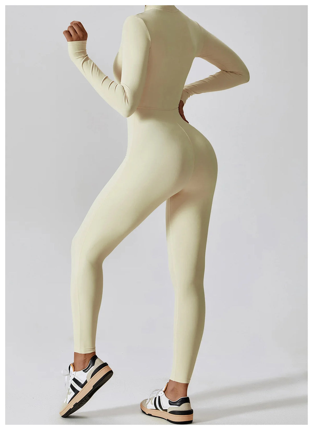 Ribbed Zip Long Sleeve Jumpsuit