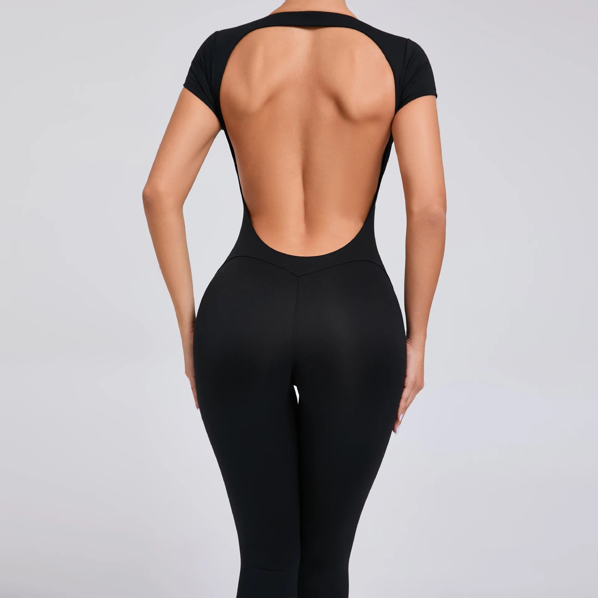 Yoga Set Sexy Backless One-piece Suit Female Rompers Quick Dry Yoga Clothing Workout Bodysuits Flared Sports Jumpsuit Women