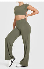 NCLAGEN Women's Yoga T-shirt Short Sleeves Built-in Bra Backless Fitness Top Beautiful Back Gym Clothes Form-fitting Running Tee