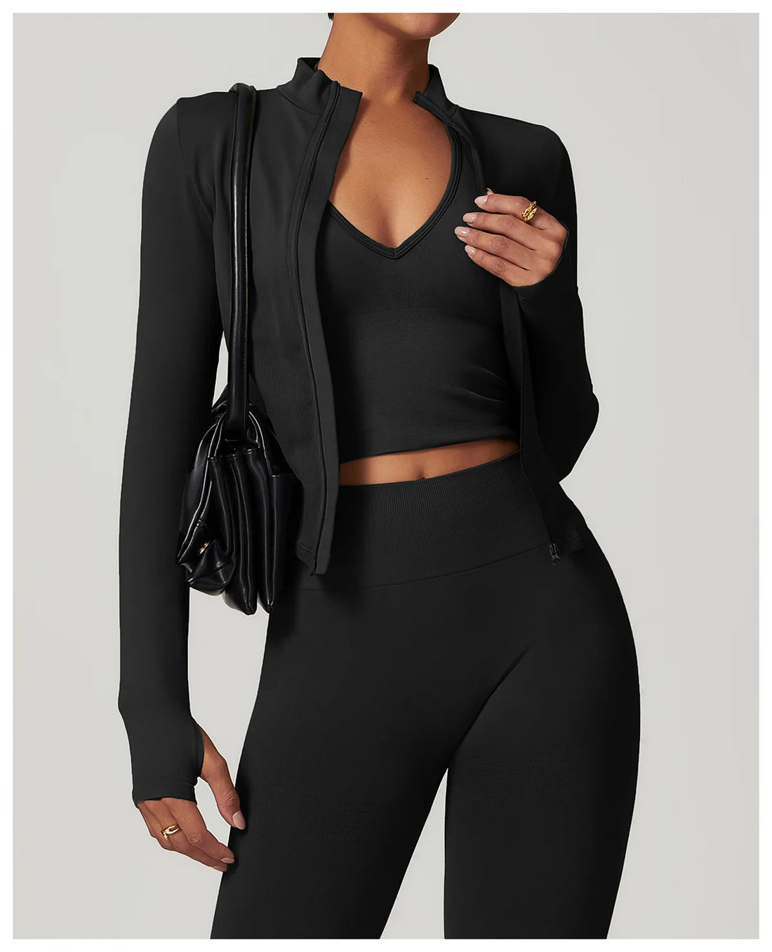 Ribbed Stand Collar Jacket