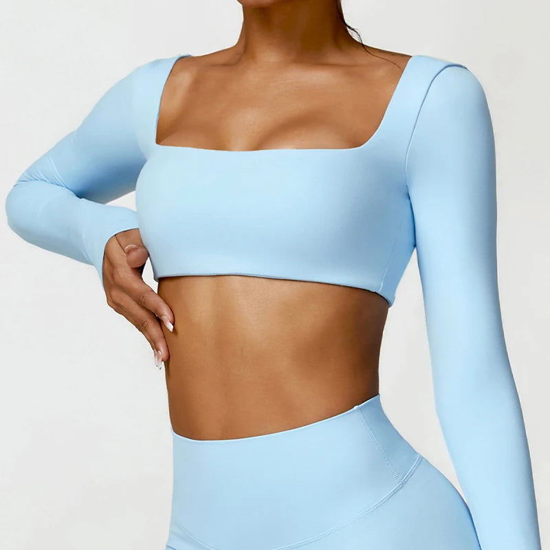 Square Neck Long Sleeve Crop Set