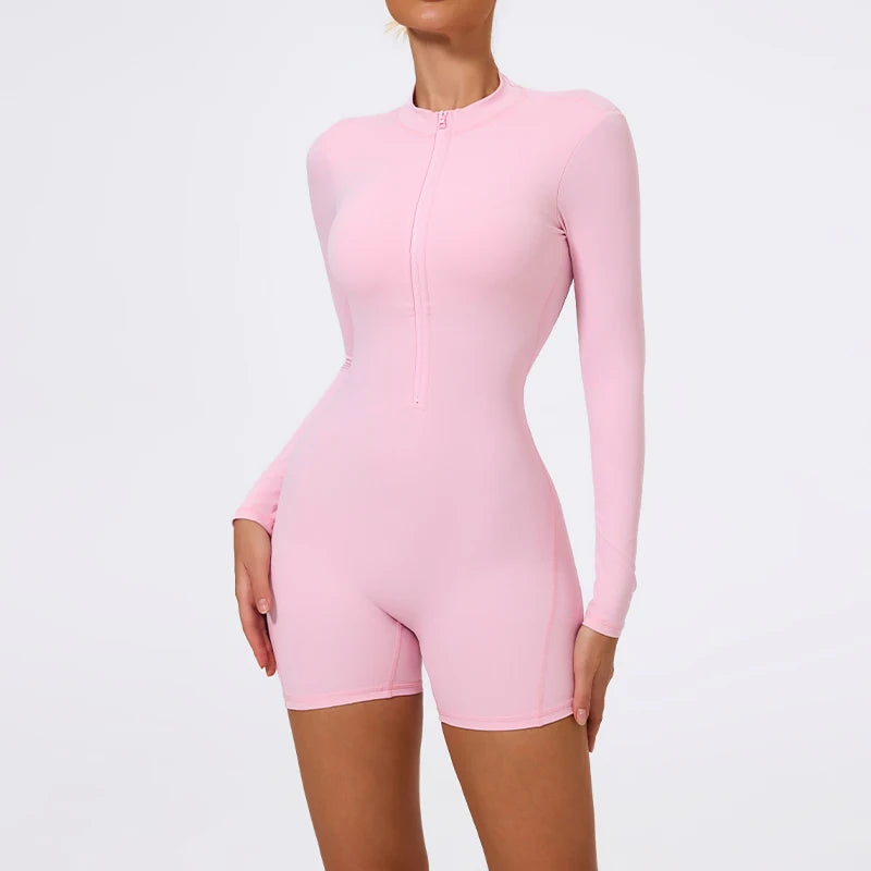 Long Sleeve Zip Scrunch Romper