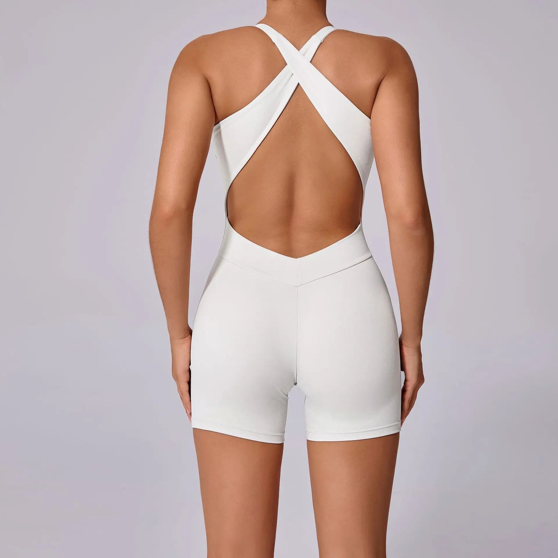 Elegant Cross Backless Sports Jumpsuit for Women
