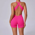 Elegant Cross Backless Sports Jumpsuit for Women