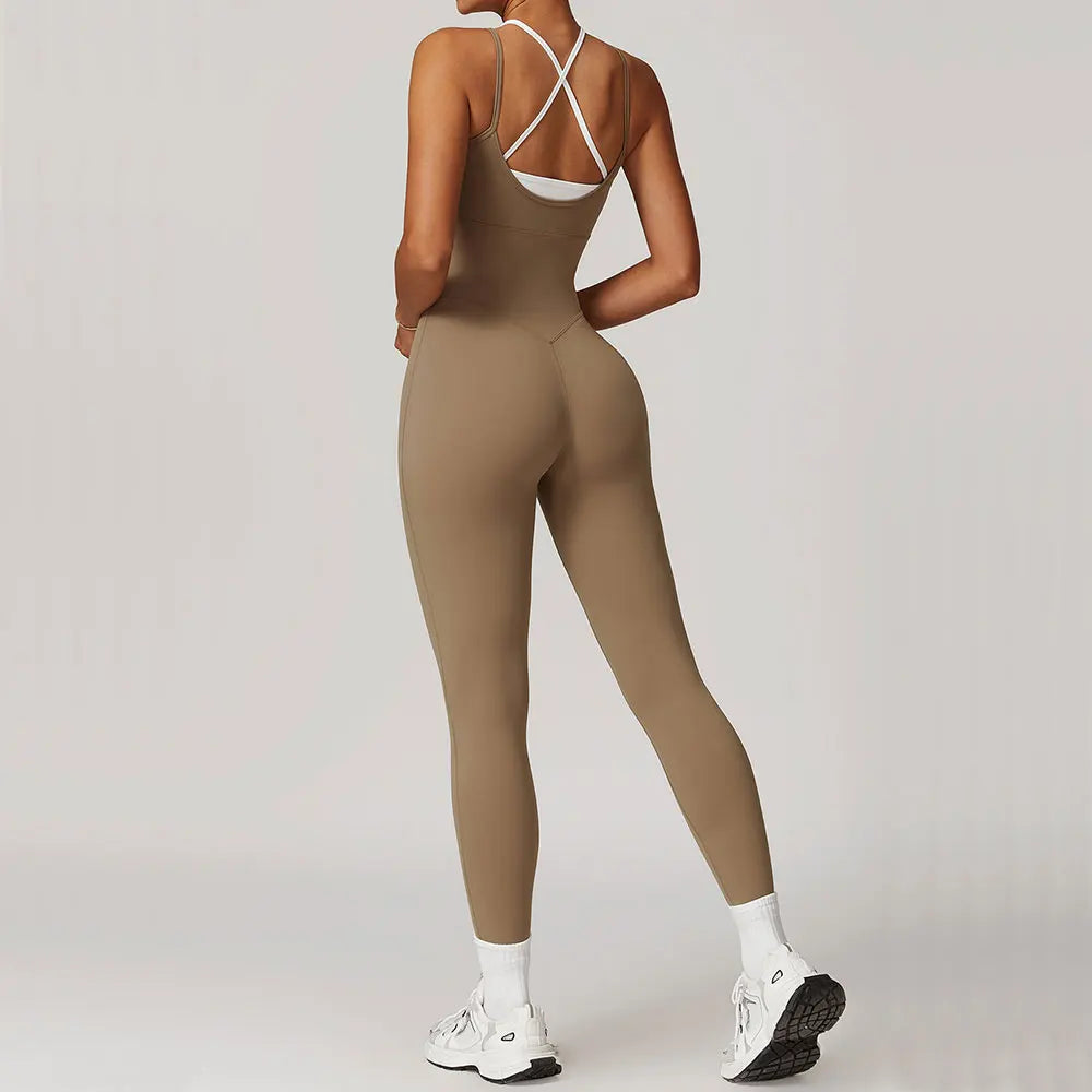Color-Block Cross Back Jumpsuit