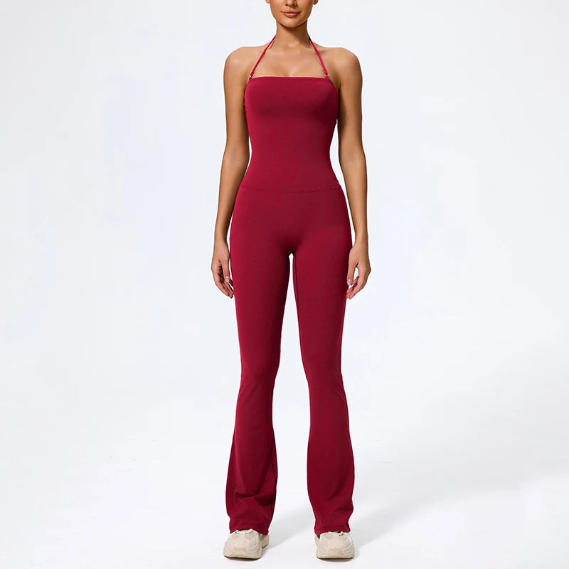 Halter Neck Flare Jumpsuit