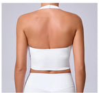 Ladies Sports Bra Sexy Hanging Neck High Support Impact Yoga Underwear Running Fitness Gym Push Up Workout Bra Padded Bralette