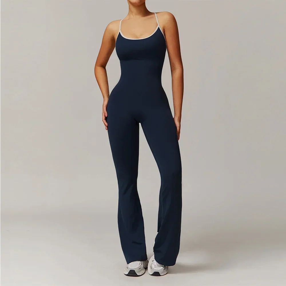 Deep V-Back Flare Jumpsuit